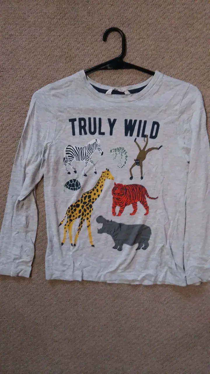 Polera infantil manga larga con diseño de animales