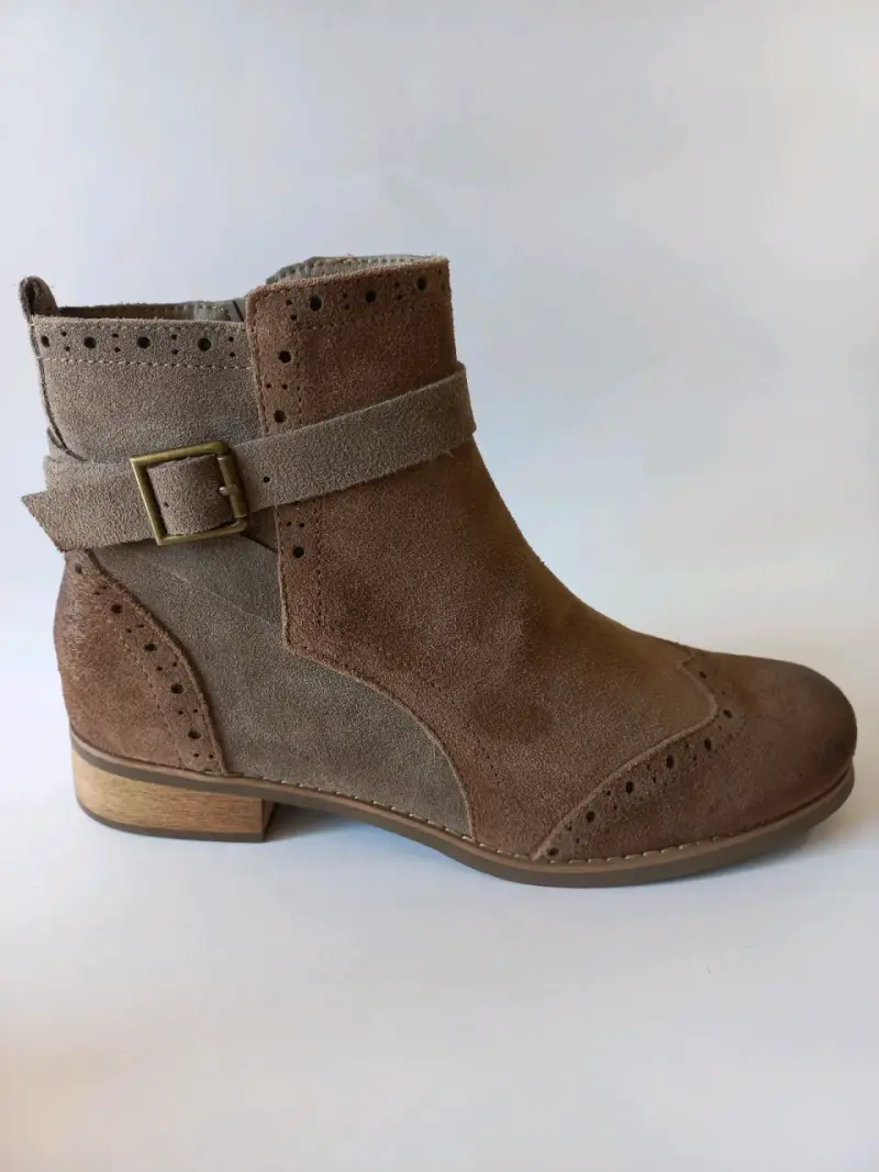 Botines de cuero marrón con hebilla - 2