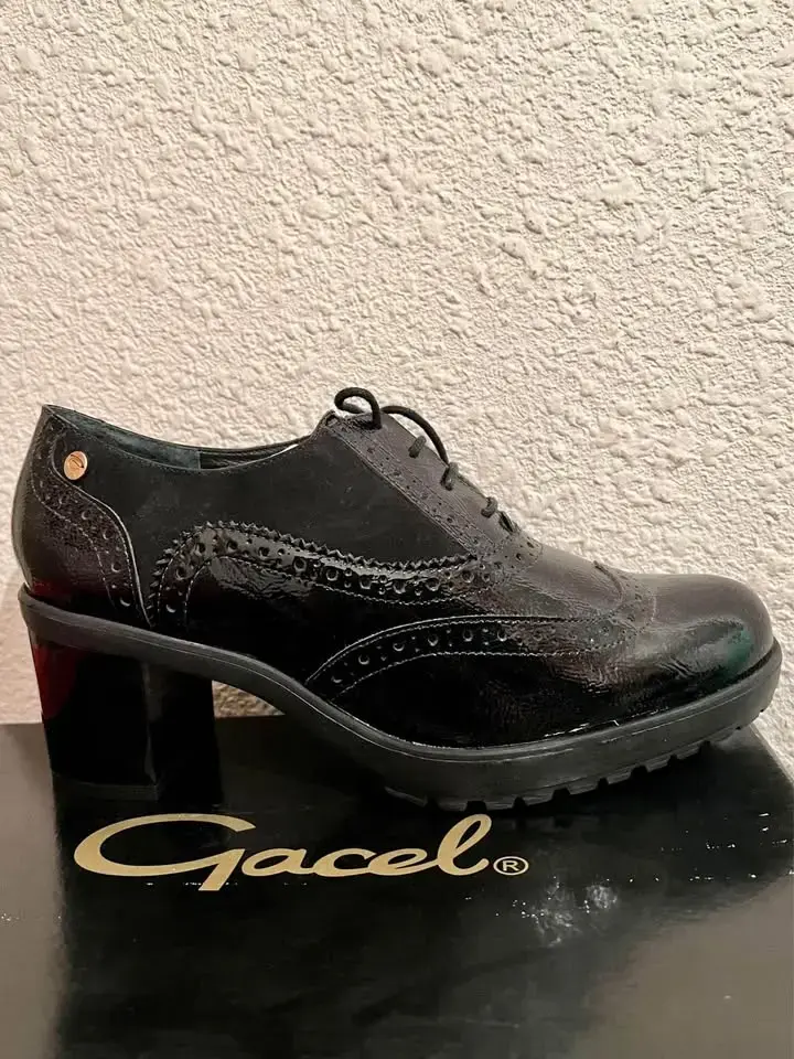 Zapatos Cuero Charol negros con tacón GACEL - 3
