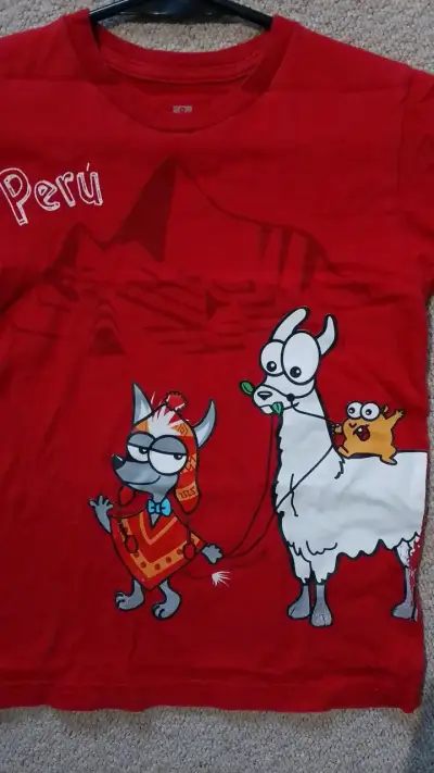 Polera roja infantil con diseño de Perú - miniatura 2