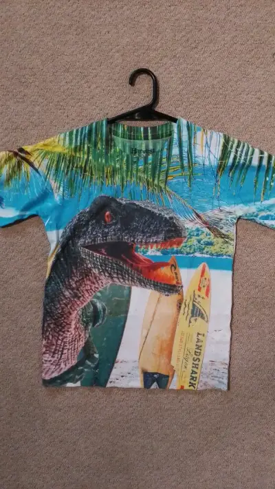 Polera estampada con dinosaurio y surf - miniatura 1