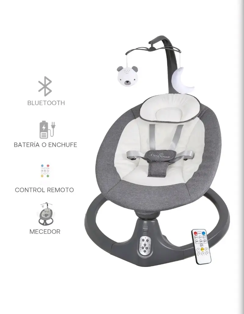 Mecedora para bebé con Bluetooth y control remoto