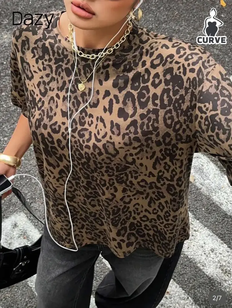 Polera estampado leopardo oversize - 2