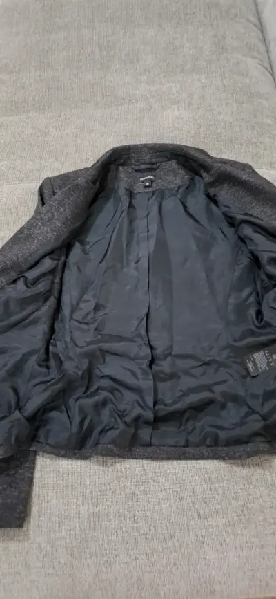 Blazer gris oscuro para mujer de algodón - miniatura 2