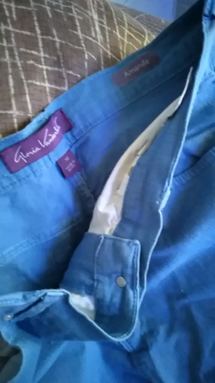 Pantalones hanchos azules de algodón para mujer - 2
