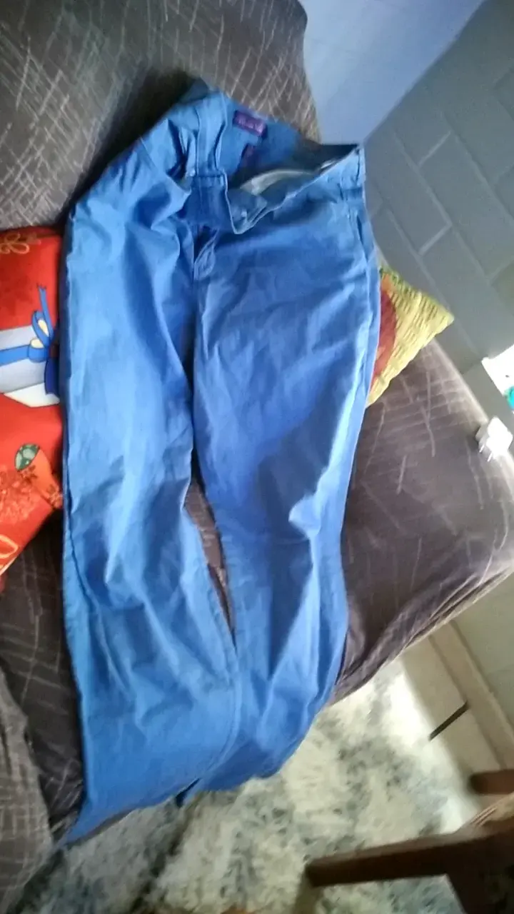 Pantalones hanchos azules de algodón para mujer - 3