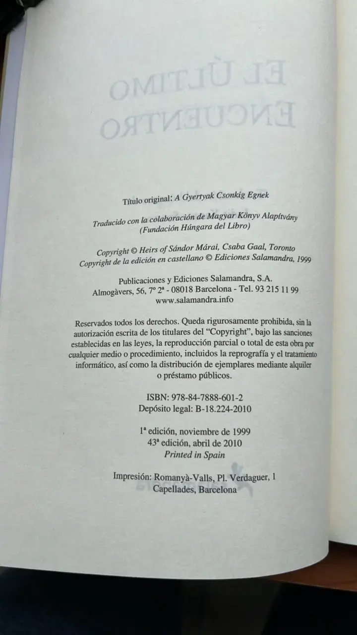 Libro 'El Último Encuentro' de Sándor Márai - 3