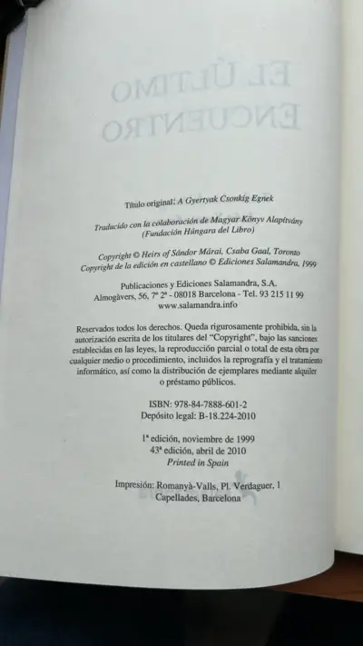 Libro 'El Último Encuentro' de Sándor Márai - miniatura 3