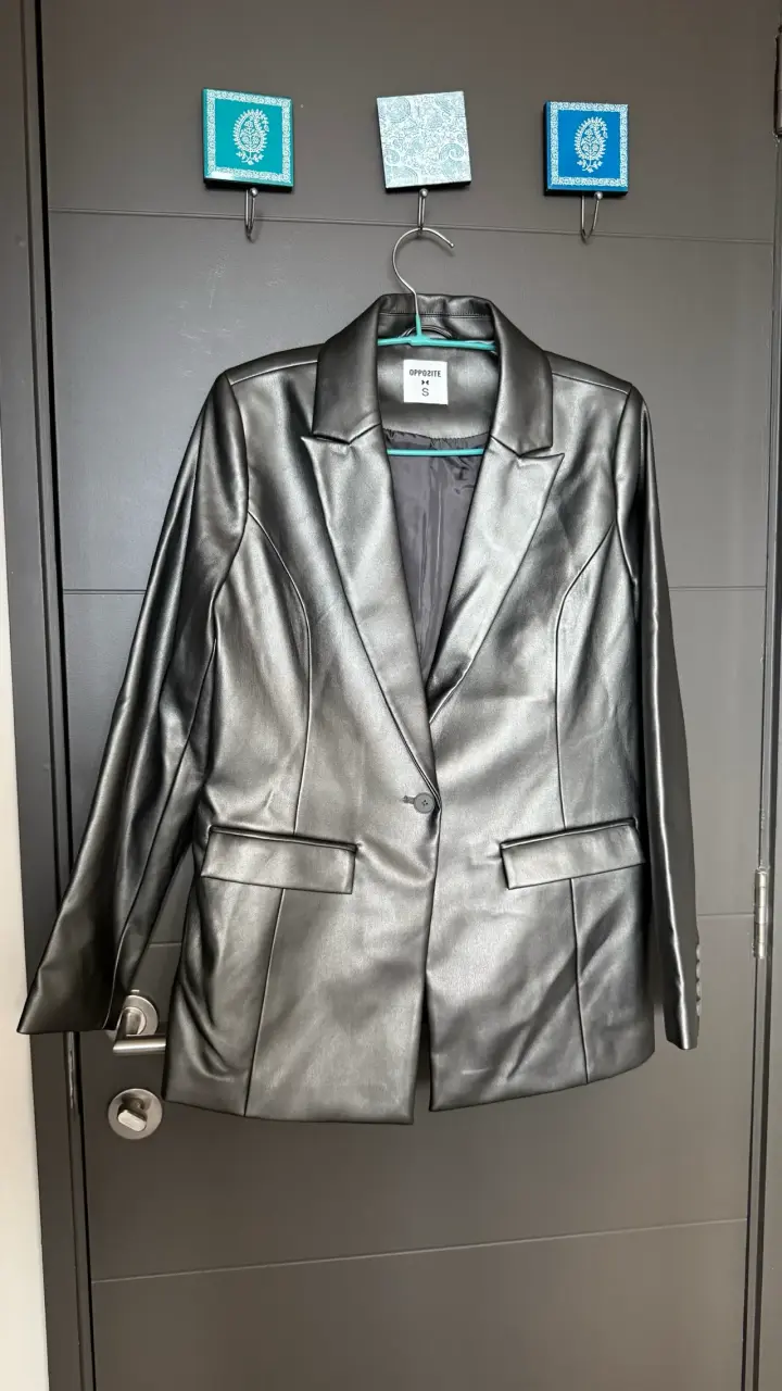 Blazer ecocuero metálico plateado Opposite - 1
