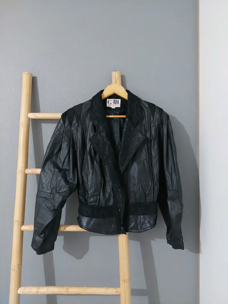 Chaqueta de cuero negra vintage G-III - 1