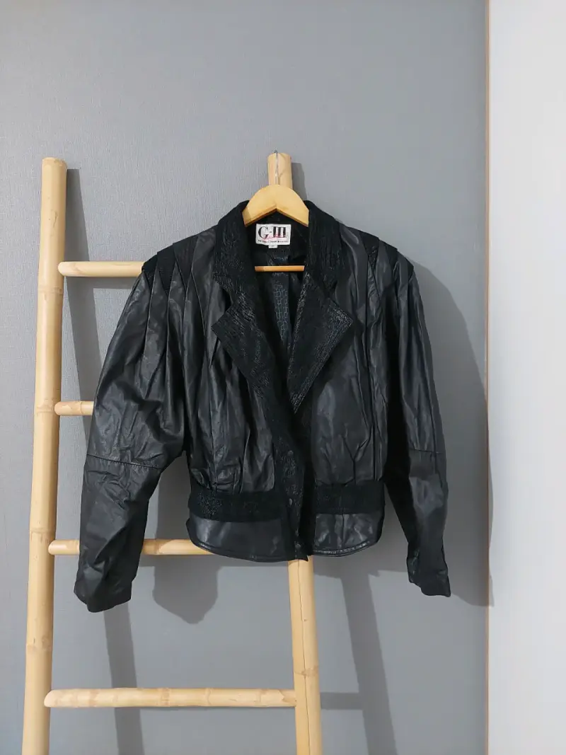Chaqueta de cuero negra vintage G-III - 2