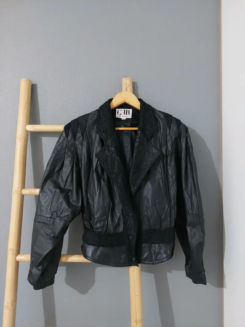Chaqueta de cuero negra vintage G-III - 3