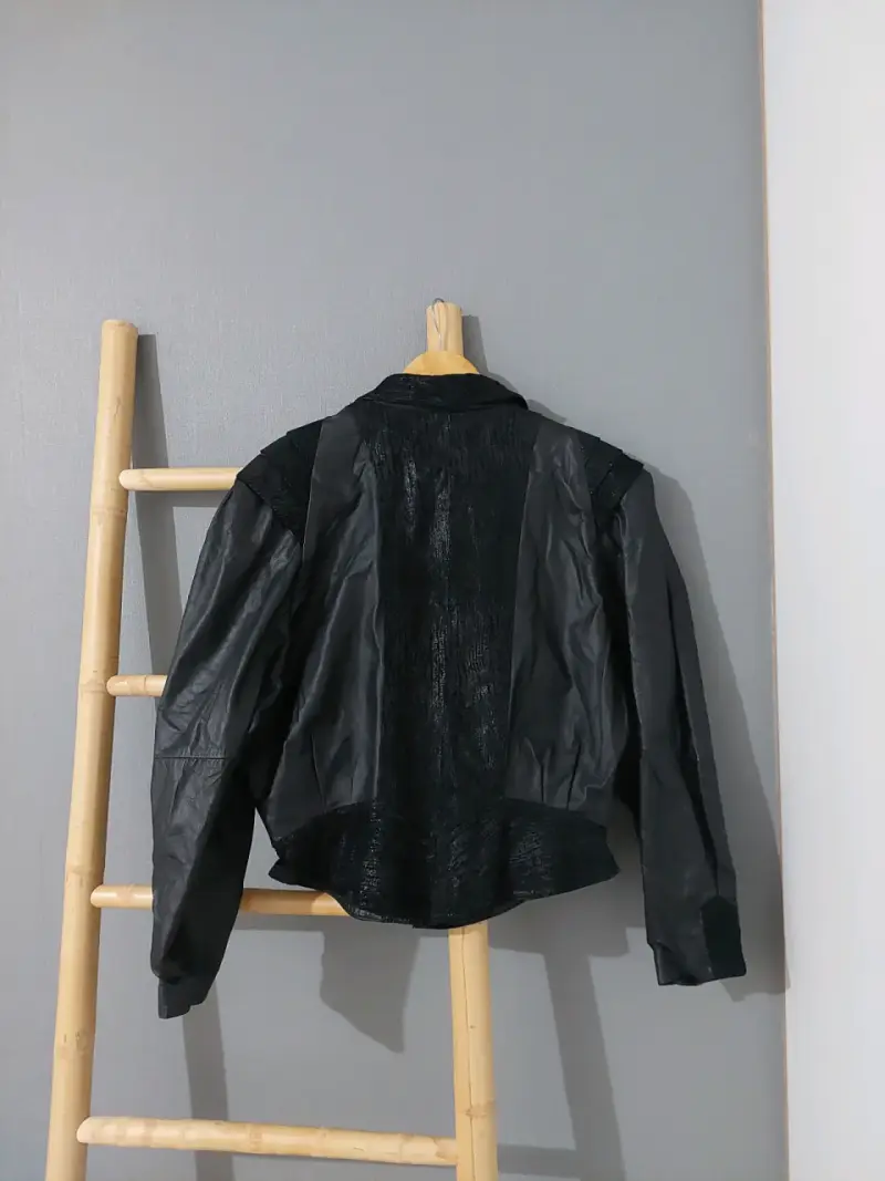 Chaqueta de cuero negra vintage G-III - 5
