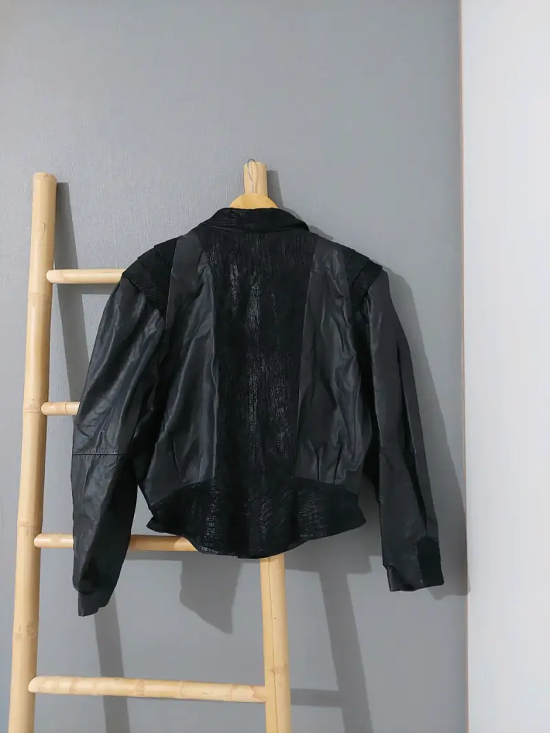 Chaqueta de cuero negra vintage G-III - 6
