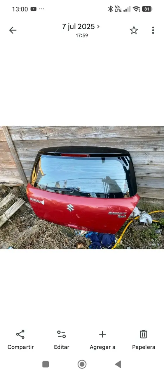 Puerta trasera Suzuki Swift Sport roja