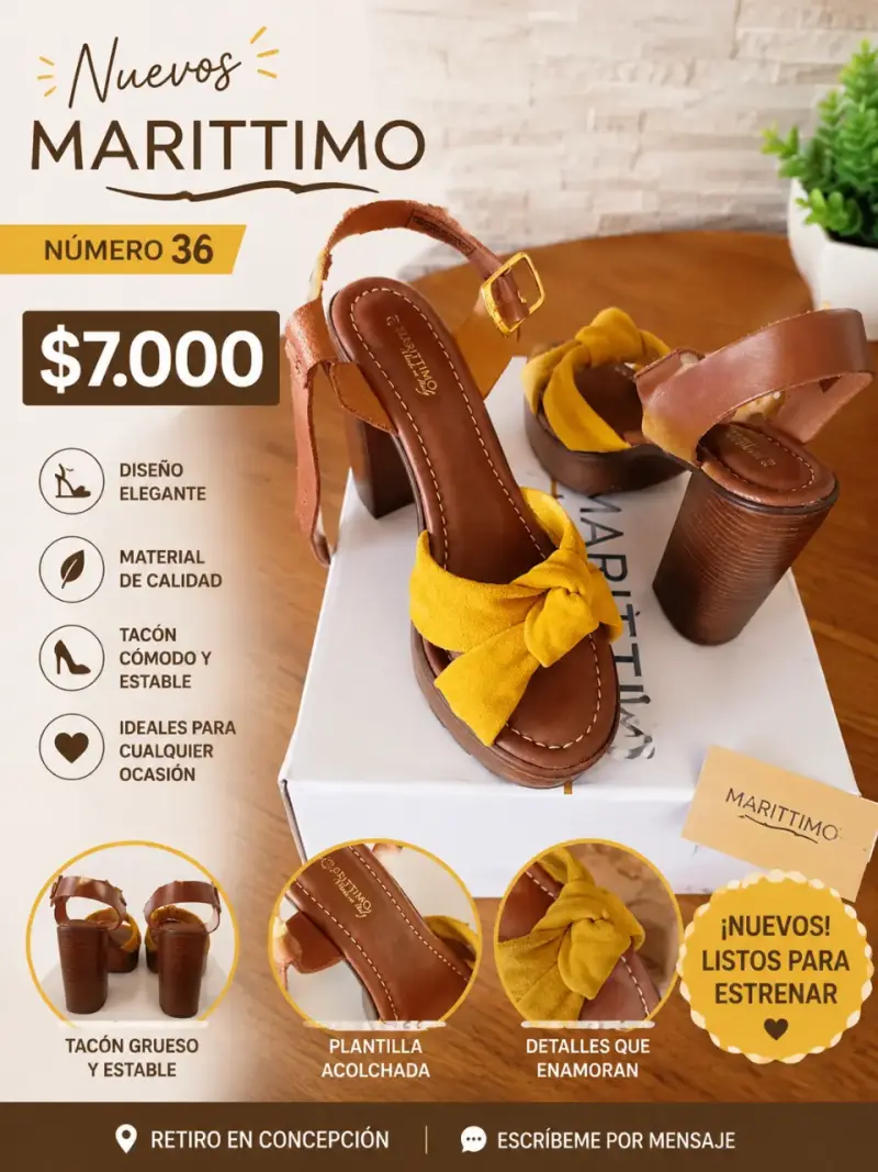 Sandalias Marittimo con tacón y lazo amarillo
