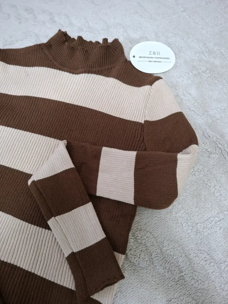 Suéter de rayas marrón y beige Zara - 2