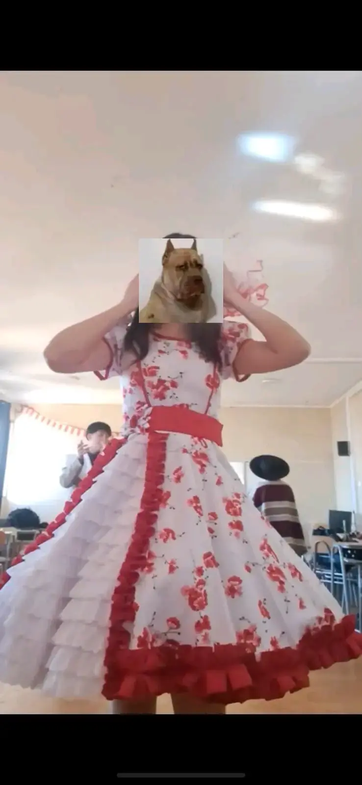 Vestido de cueca tradicional chileno con flores - 1