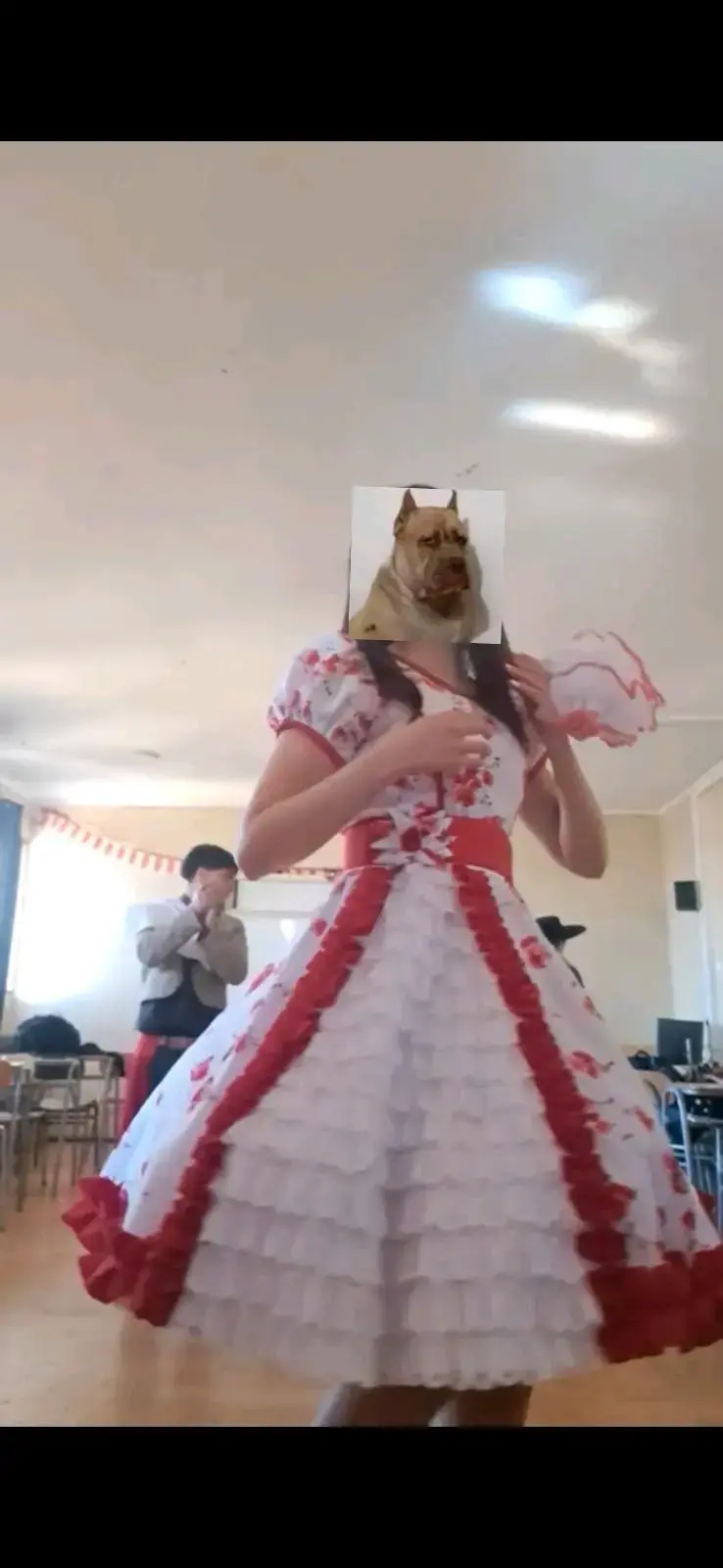 Vestido de cueca tradicional chileno con flores - 3