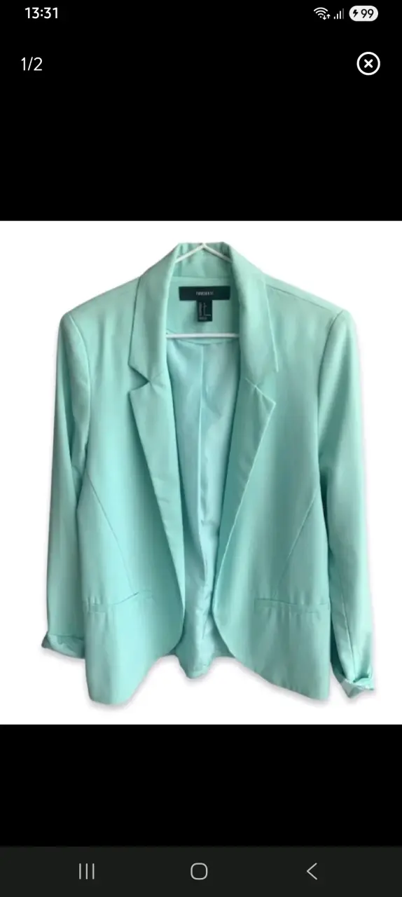 Blazer verde menta para mujer talla L - 1