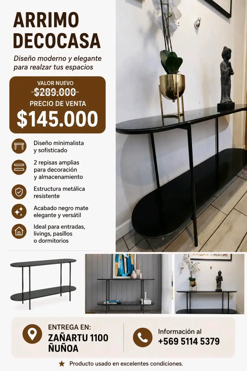 Arrimo Decocasa negro mate elegante