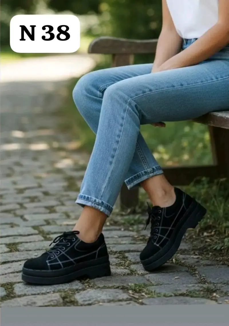 Zapatos negros de plataforma talla 38 para mujer - 1