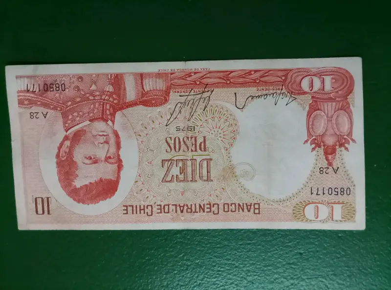 Billete de 10 pesos chilenos de 1975 - 1
