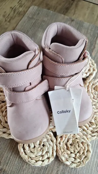 Botines rosados para bebé Colloky con velcro - miniatura 1