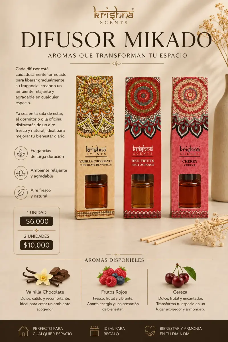Difusor Mikado Krishna Scents Aromas Relajantes