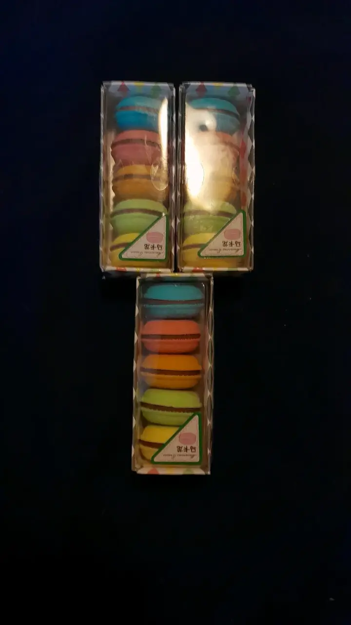 Set de gomas de borrar en forma de macarons