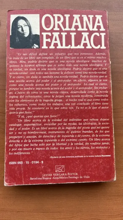 Libro 'Un Hombre' de Oriana Fallaci - miniatura 2