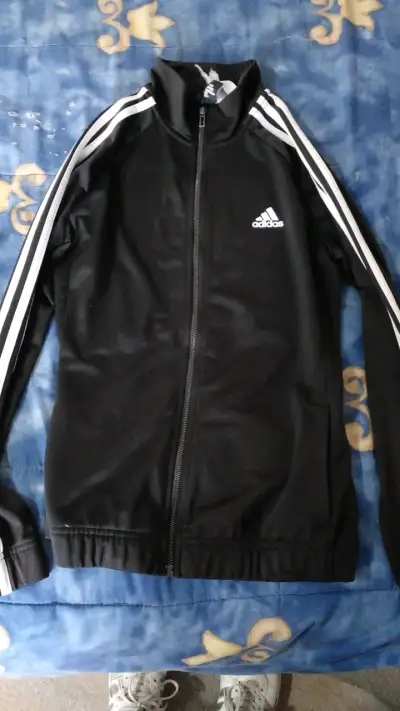 Chaqueta deportiva negra Adidas con franjas - miniatura 1