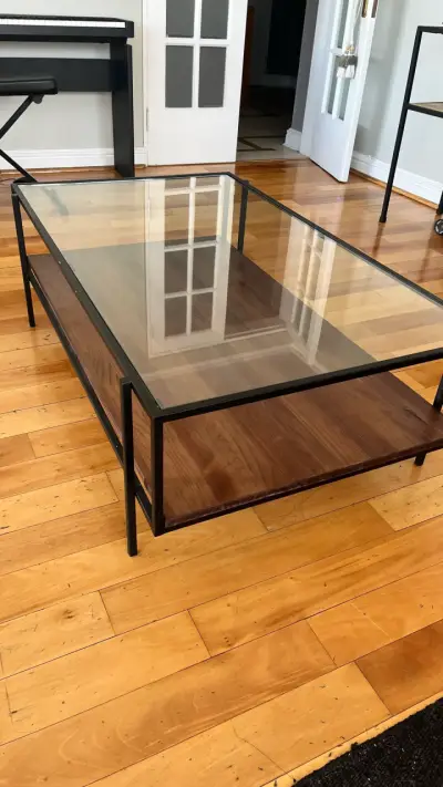 Mesa de Centro de Vidrio y Madera - miniatura 1