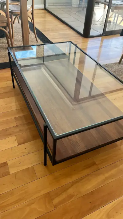 Mesa de Centro de Vidrio y Madera - miniatura 2