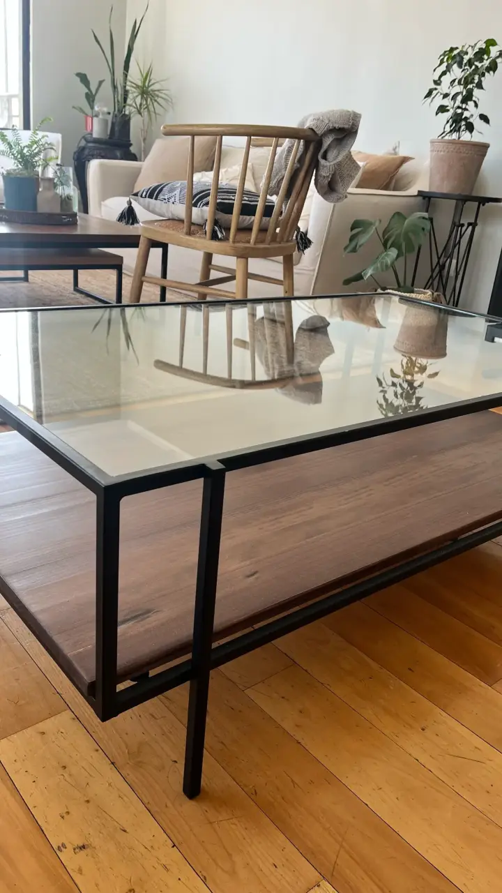Mesa de Centro de Vidrio y Madera - 3