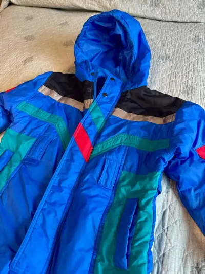 Enterito de nieve infantil azul con capucha - miniatura 2