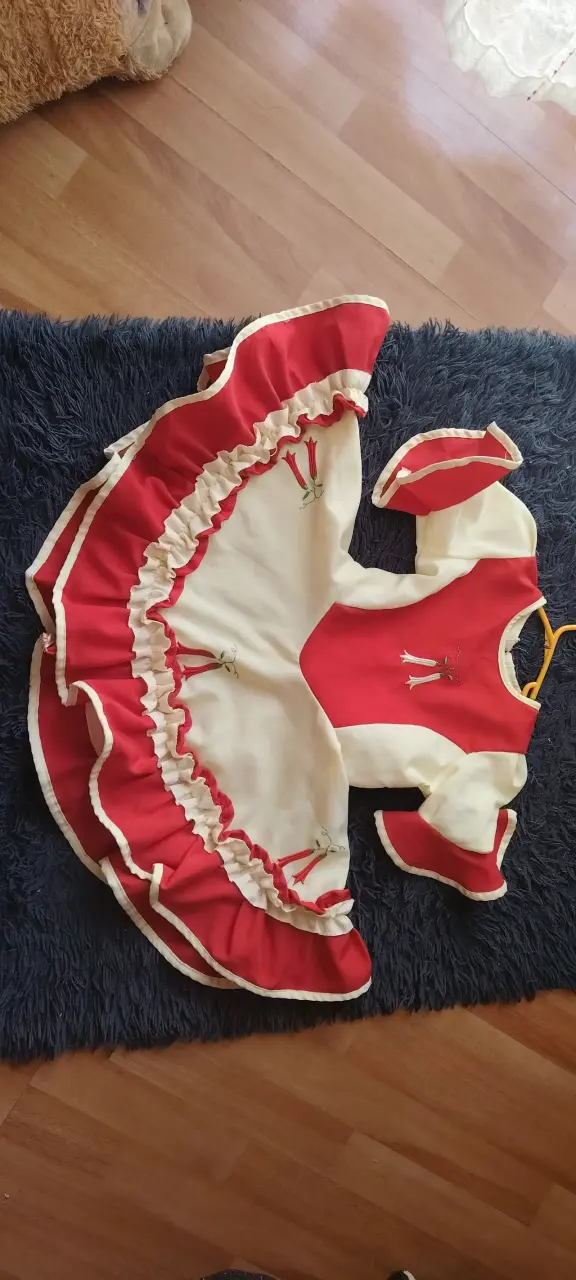 Vestido de huasa para niña rojo y blanco - 1