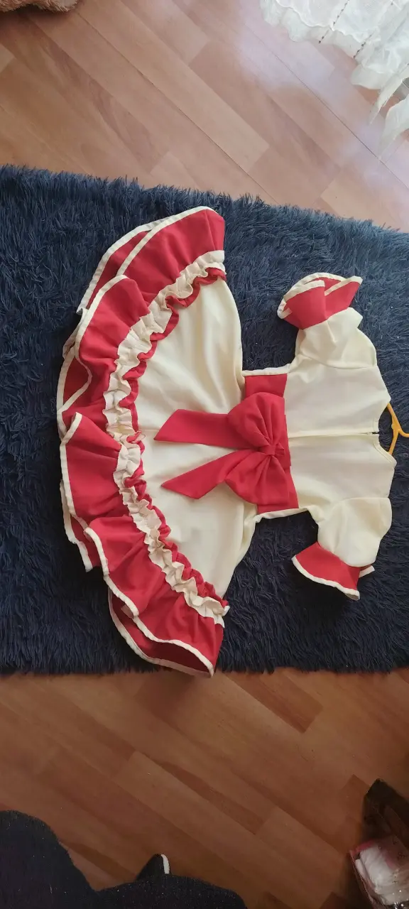 Vestido de huasa para niña rojo y blanco - 2