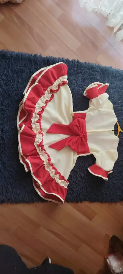 Vestido de huasa para niña rojo y blanco - miniatura 2