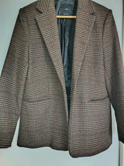 Blazer de lana a cuadros MNG para mujer - miniatura 1
