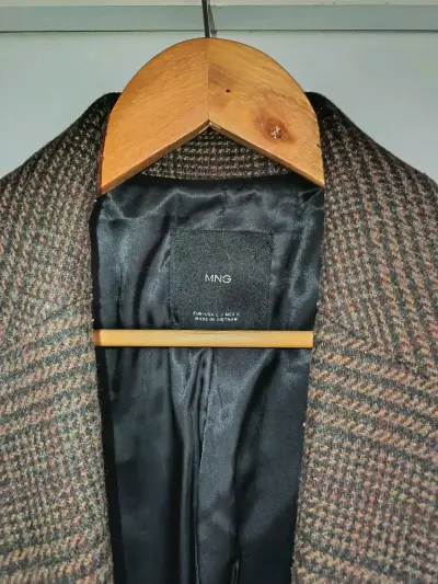Blazer de lana a cuadros MNG para mujer - miniatura 2