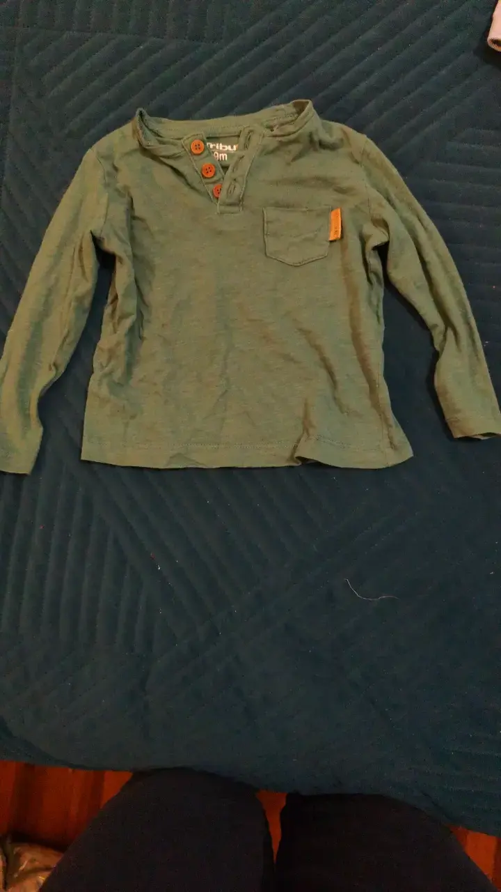 Polera verde de manga larga para niño