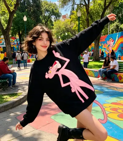 Polerón oversize de La Pantera Rosa para mujer - miniatura 1