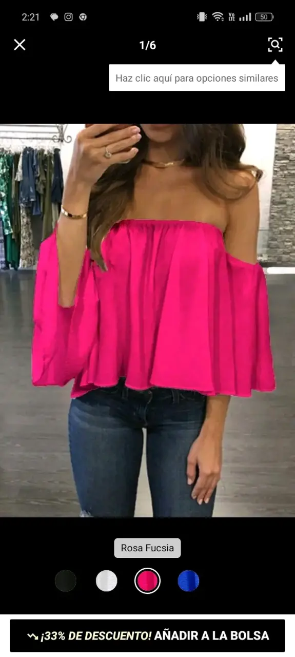 Blusa hombros descubiertos rosa fucsia - 4