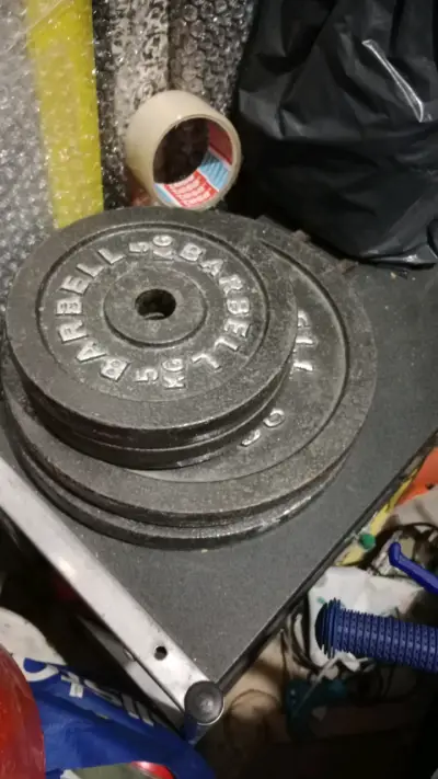Barra de pesas ajustable de metal con discos 30 kl - miniatura 2