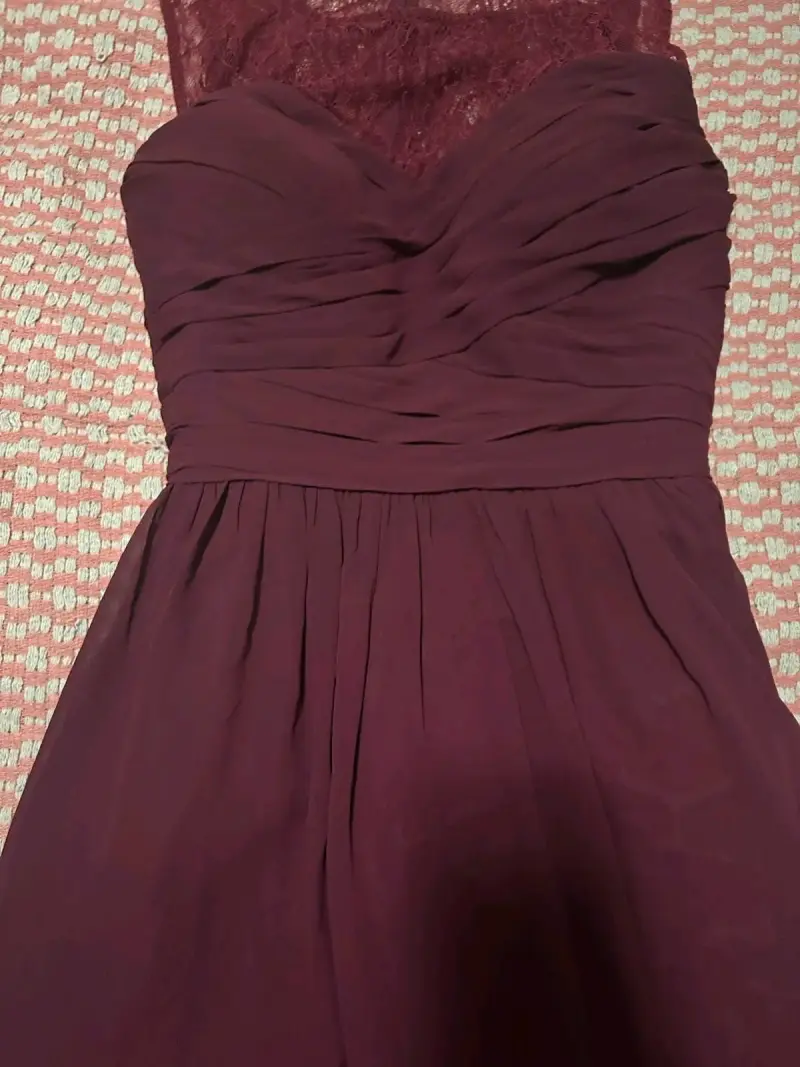 Vestido de fiesta burdeos con encaje - 3