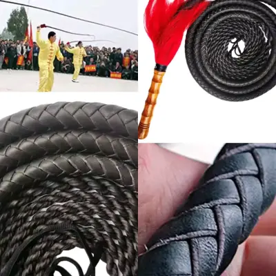Látigo de cuero ecológico trenzado para entrenamie - miniatura 1