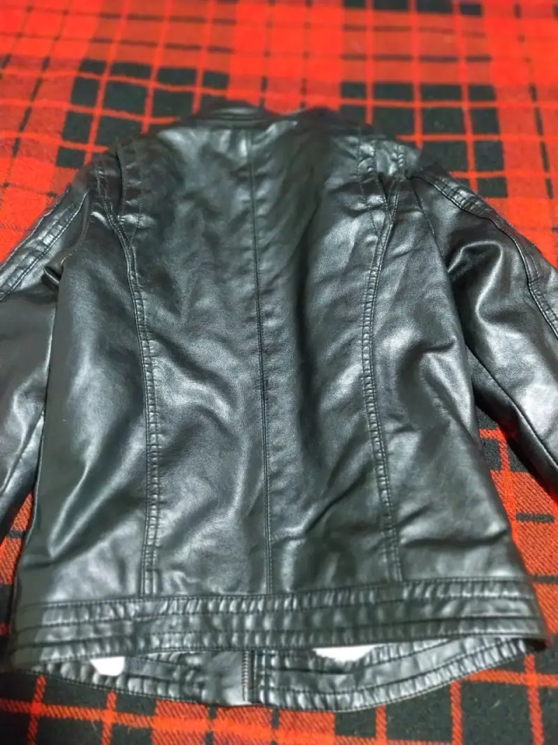 Chaqueta de cuero negra 7a 9 años - 2