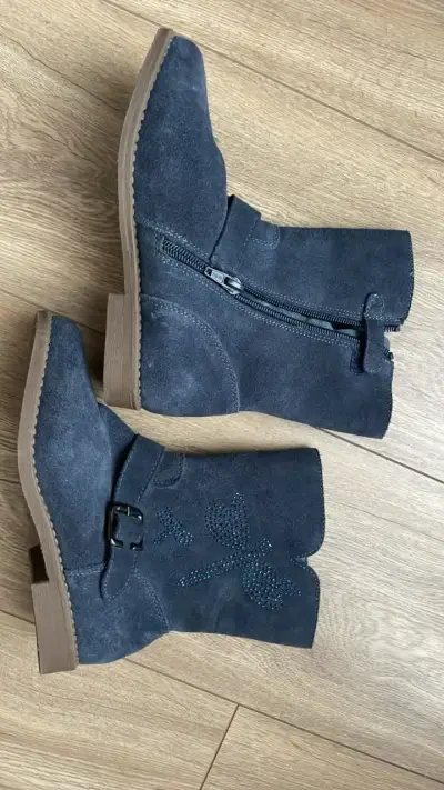 Botines de gamuza azul Talla 32. - miniatura 1