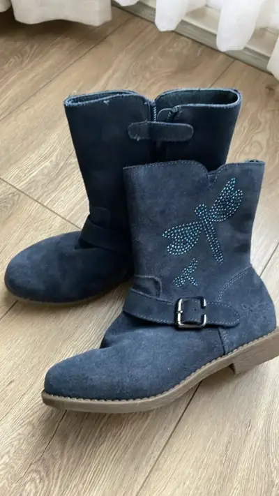 Botines de gamuza azul Talla 32. - miniatura 2